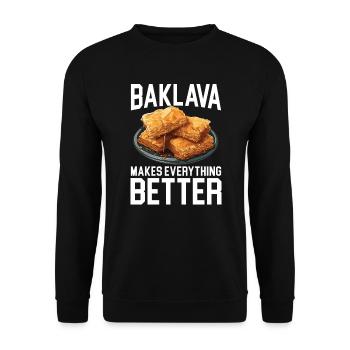 Baklava Pâtisserie Dessert Gourmand Moyen-Orient - Sweat-shirt Unisexe - noir - Devant - Alina (178cm) & Michal (187cm)