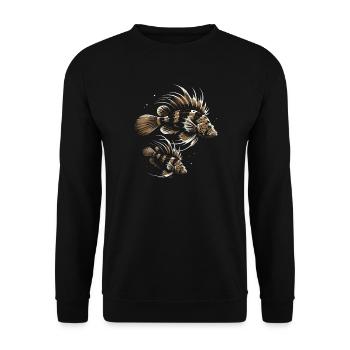 Borstennase Plecos Fischliebhaber Süßwasseraquarium - Unisex Pullover - Schwarz - Vorne - Alina (178cm) & Michal (187cm)