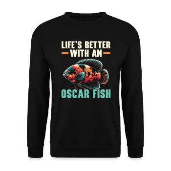 Oscar Fish Lover Freshwater Fishkeeping Aquarium - Unisex Sweatshirt - black - Front - Alina (178cm) & Michal (187cm)