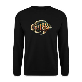 Oscar Fischliebhaber Süßwasser-Aquaristik - Unisex Pullover - Schwarz - Vorne - Alina (178cm) & Michal (187cm)