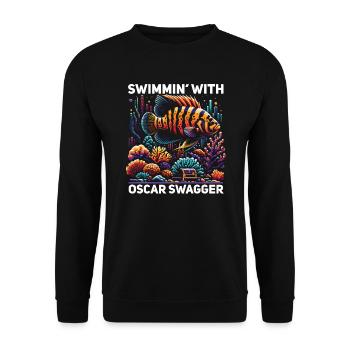 Oscar Fish Lover Freshwater Fishkeeping Aquarium - Unisex Sweatshirt - black - Front - Alina (178cm) & Michal (187cm)
