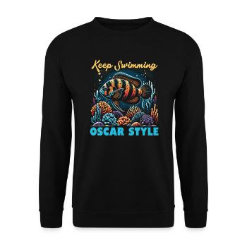 Oscar Fish Lover Freshwater Fishkeeping Aquarium - Unisex Sweatshirt - black - Front - Alina (178cm) & Michal (187cm)