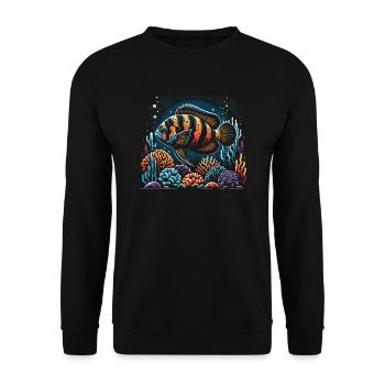 Oscar Fish Lover Freshwater Fishkeeping Aquarium - Unisex Sweatshirt - black - Front - Alina (178cm) & Michal (187cm)