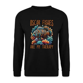 Oscar Fish Lover Freshwater Fishkeeping Aquarium - Unisex Sweatshirt - black - Front - Alina (178cm) & Michal (187cm)