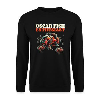 Oscar Fish Lover Freshwater Fishkeeping Aquarium - Unisex Sweatshirt - black - Front - Alina (178cm) & Michal (187cm)