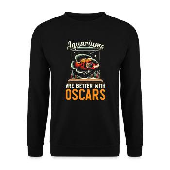 Oscar Fish Lover Freshwater Fishkeeping Aquarium - Unisex Sweatshirt - black - Front - Alina (178cm) & Michal (187cm)