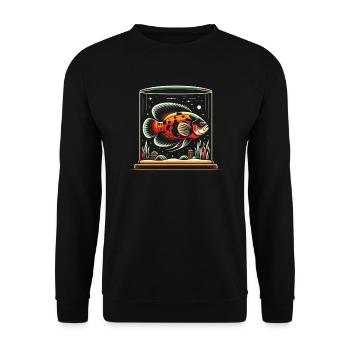 Oscar Fischliebhaber Süßwasser-Aquaristik - Unisex Pullover - Schwarz - Vorne - Alina (178cm) & Michal (187cm)