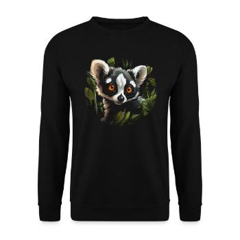 Aye Aye Face Aye-aye Nocturnal Lemur Animal - Unisex Sweatshirt - black - Front - Alina (178cm) & Michal (187cm)
