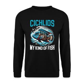 Buntbarsch-Fischliebhaber Süßwasser-Aquaristik - Unisex Pullover - Schwarz - Vorne - Alina (178cm) & Michal (187cm)