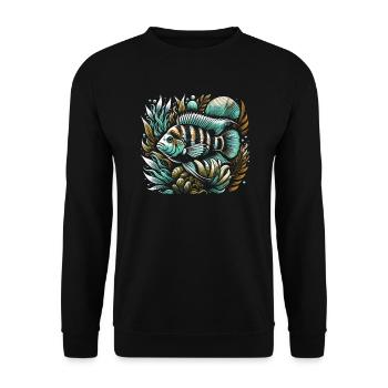 Cichlid Fish Lover Freshwater Fishkeeping Aquarium - Unisex Sweatshirt - black - Front - Alina (178cm) & Michal (187cm)