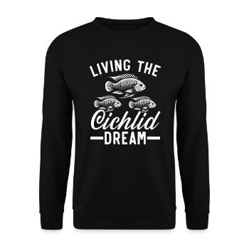 Buntbarsch Fischliebhaber Süßwasser Aquaristik Aquarium - Unisex Pullover - Schwarz - Vorne - Alina (178cm) & Michal (187cm)