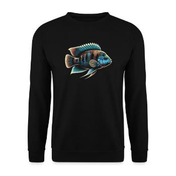 Cichlid Fish Lover Freshwater Fishkeeping Aquarium - Unisex Sweatshirt - black - Front - Alina (178cm) & Michal (187cm)