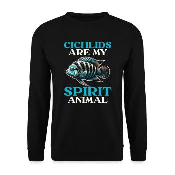 Buntbarsch Fischliebhaber Süßwasser Aquaristik Aquarium - Unisex Pullover - Schwarz - Vorne - Alina (178cm) & Michal (187cm)