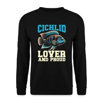 Buntbarsch-Fischliebhaber Süßwasser-Aquaristik - Unisex Pullover - Schwarz - Vorne - Alina (178cm) & Michal (187cm)