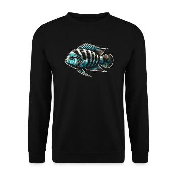 Cichlid Fish Lover Freshwater Fishkeeping Aquarium - Unisex Sweatshirt - black - Front - Alina (178cm) & Michal (187cm)