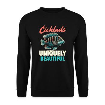 Buntbarsch-Fischliebhaber Süßwasser-Aquaristik - Unisex Pullover - Schwarz - Vorne - Alina (178cm) & Michal (187cm)