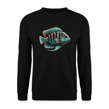 Cichlid Fish Lover Freshwater Fishkeeping Aquarium - Unisex Sweatshirt - black - Front - Alina (178cm) & Michal (187cm)