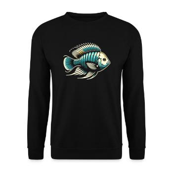 Cichlid Fish Lover Freshwater Fishkeeping Aquarium - Unisex Sweatshirt - black - Front - Alina (178cm) & Michal (187cm)