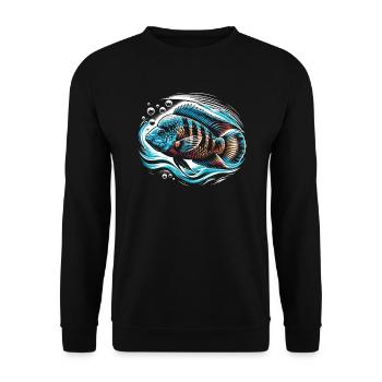 Buntbarsch-Fischliebhaber Süßwasser-Aquaristik - Unisex Pullover - Schwarz - Vorne - Alina (178cm) & Michal (187cm)