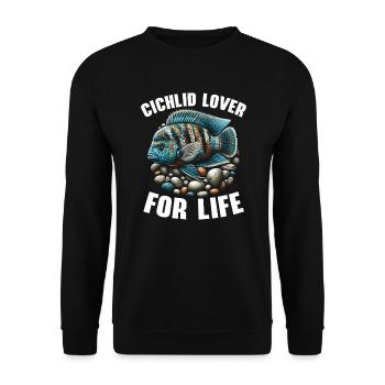 Buntbarsch Fischliebhaber Süßwasser Aquaristik Aquarium - Unisex Pullover - Schwarz - Vorne - Alina (178cm) & Michal (187cm)