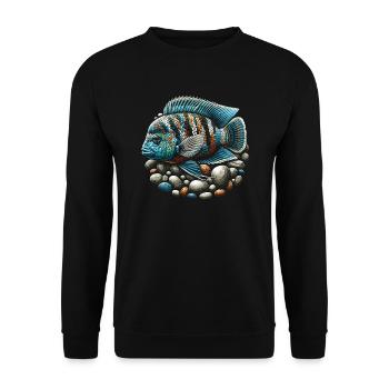 Cichlid Fish Lover Freshwater Fishkeeping Aquarium - Unisex Sweatshirt - black - Front - Alina (178cm) & Michal (187cm)
