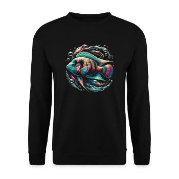 Buntbarsch-Fischliebhaber Süßwasser-Aquaristik - Unisex Pullover - Schwarz - Vorne - Alina (178cm) & Michal (187cm)