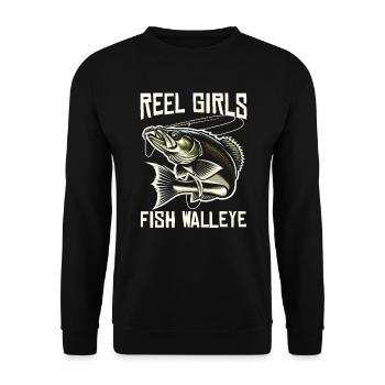 Zander Angeln Fischfänger Fischer - Unisex Pullover - Schwarz - Vorne - Alina (178cm) & Michal (187cm)