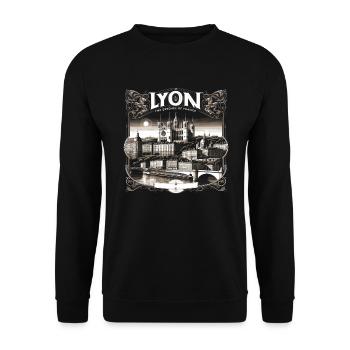Lyon France Voyage Vacances Touriste J’aime Lyon - Sweat-shirt Unisexe - noir - Devant - Alina (178cm) & Michal (187cm)