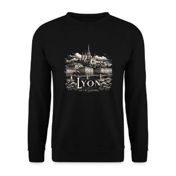 Lyon Frankreich Reisen Urlaub Tourist Ich liebe Lyon - Unisex Pullover - Schwarz - Vorne - Alina (178cm) & Michal (187cm)