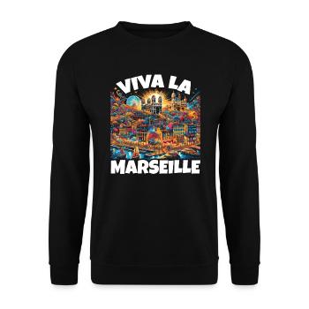Marseille Frankreich Reisen Urlaub Ich liebe Marseille - Unisex Pullover - Schwarz - Vorne - Alina (178cm) & Michal (187cm)