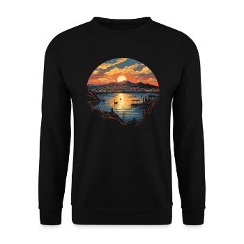 Piraeus Greece Travel Vacation Europe Greek Flag - Unisex Sweatshirt - black - Front - Alina (178cm) & Michal (187cm)