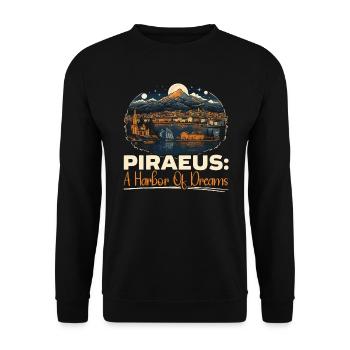 Piraeus Greece Travel Vacation Europe Greek Flag - Unisex Sweatshirt - black - Front - Alina (178cm) & Michal (187cm)