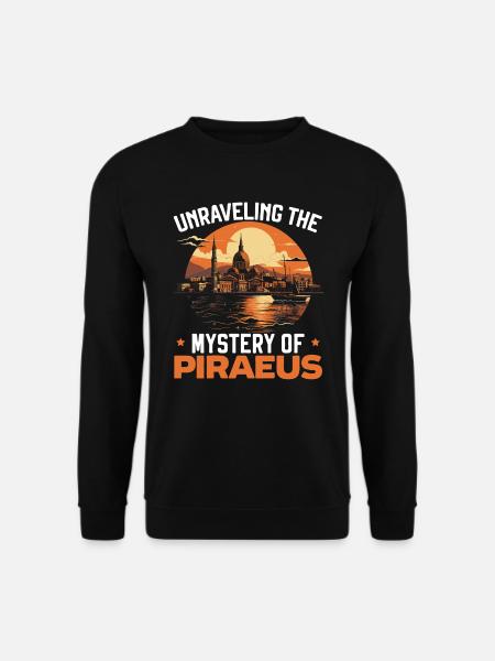 Piräus Griechenland Reisen Urlaub Europa Griechische Flagge - Unisex Pullover - Schwarz