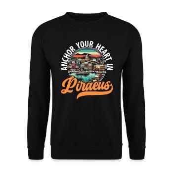 Piraeus Greece Travel Vacation Europe Greek Flag - Unisex Sweatshirt - black - Front - Alina (178cm) & Michal (187cm)