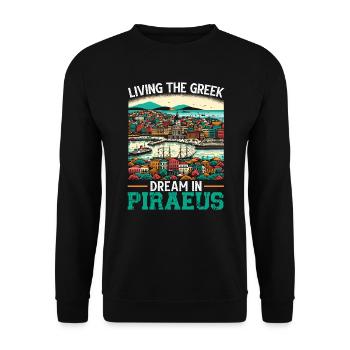 Piraeus Greece Travel Vacation Europe Greek Flag - Unisex Sweatshirt - black - Front - Alina (178cm) & Michal (187cm)