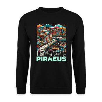 Piraeus Greece Travel Vacation Europe Greek Flag - Unisex Sweatshirt - black - Front - Alina (178cm) & Michal (187cm)