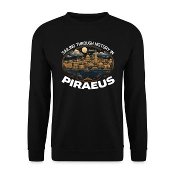 Piraeus Greece Travel Vacation Europe Greek Flag - Unisex Sweatshirt - black - Front - Alina (178cm) & Michal (187cm)
