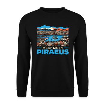 Piraeus Greece Travel Vacation Europe Greek Flag - Unisex Sweatshirt - black - Front - Alina (178cm) & Michal (187cm)