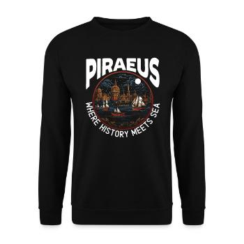 Piraeus Greece Travel Vacation Europe Greek Flag - Unisex Sweatshirt - black - Front - Alina (178cm) & Michal (187cm)