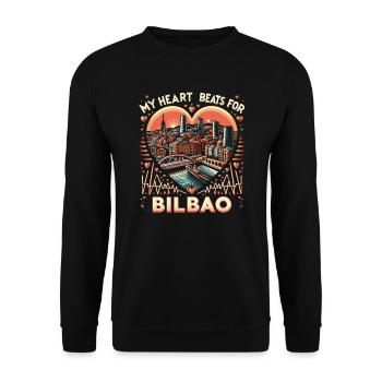 Bilbao Spain Travel Vacation I Love Bilbao Skyline - Unisex Sweatshirt - black - Front - Alina (178cm) & Michal (187cm)