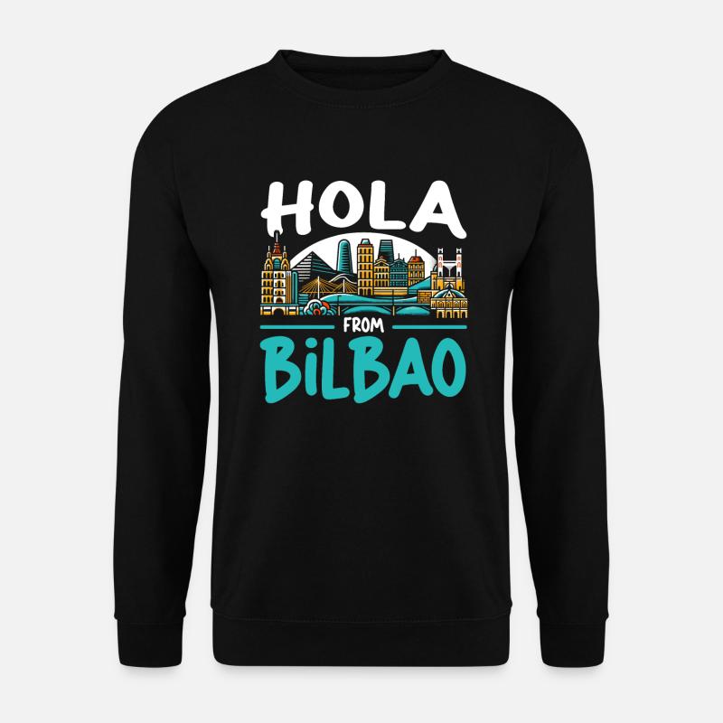 Bilbao Spanien Reiseurlaub Ich liebe die Skyline von Bilbao - Unisex Pullover - Schwarz