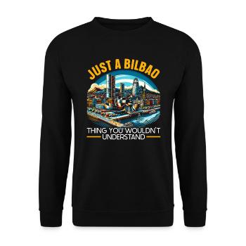 Bilbao Spain Travel Vacation I Love Bilbao Skyline - Unisex Sweatshirt - black - Front - Alina (178cm) & Michal (187cm)