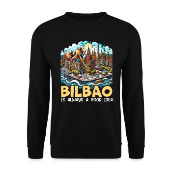 Bilbao Spain Travel Vacation I Love Bilbao Skyline - Unisex Sweatshirt - black - Front - Alina (178cm) & Michal (187cm)