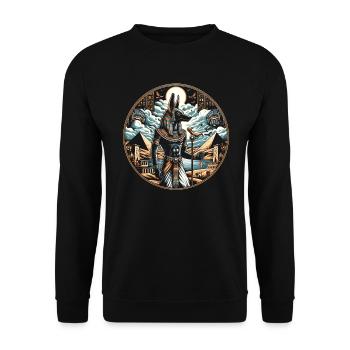 Anubis Mythologie égyptienne Pyramide Égypte ancienne - Sweat-shirt Unisexe - noir - Devant - Alina (178cm) & Michal (187cm)
