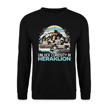 Héraklion Grèce Voyage Vacances Patrimoine Grec - Sweat-shirt Unisexe - noir - Devant - Alina (178cm) & Michal (187cm)