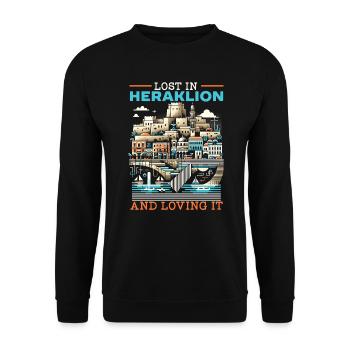 Heraklion Greece Travel Vacation Greek Heritage - Unisex Sweatshirt - black - Front - Alina (178cm) & Michal (187cm)