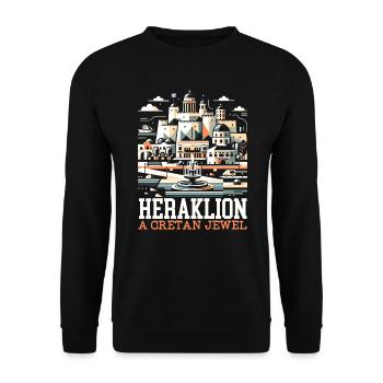 Heraklion Greece Travel Vacation Greek Heritage - Unisex Sweatshirt - black - Front - Alina (178cm) & Michal (187cm)