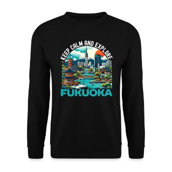 Fukuoka Japan Country Travel Vacation Japanese - Unisex Sweatshirt - black - Front - Alina (178cm) & Michal (187cm)