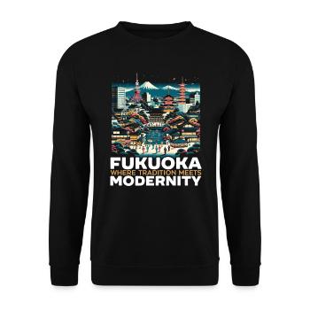 Fukuoka Japan Country Travel Vacation Japanese - Unisex Sweatshirt - black - Front - Alina (178cm) & Michal (187cm)