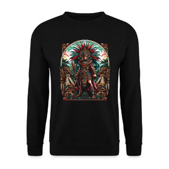 Aztekischer Krieger Mexikanische Azteken-Zivilisation - Unisex Pullover - Schwarz - Vorne - Alina (178cm) & Michal (187cm)